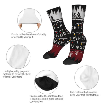 Christmas Things Lights Classic Theme Design Socks Merch for Sports Wear Sweat Absorbing Crew Socks